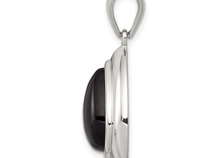 Sterling Silver Rhodium-plated Onyx Pendant (Style QC2951)