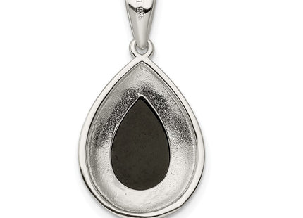 Sterling Silver Rhodium-plated Onyx Pendant (Style QC2951)