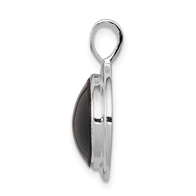 Sterling Silver Rhodium-plated Onyx Pendant, 22 x 19mm
