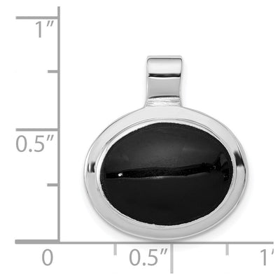 Sterling Silver Rhodium-plated Onyx Pendant, 22 x 19mm