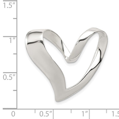 Sterling Silver Heart Slide, 25 x 27mm