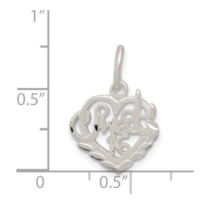 Sterling Silver Sweet 16 Charm, 20 x 14mm