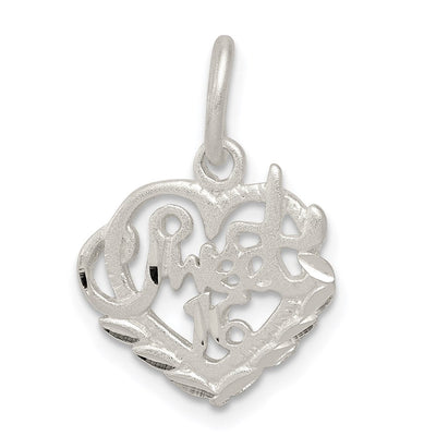 Sterling Silver Sweet 16 Charm, 20 x 14mm