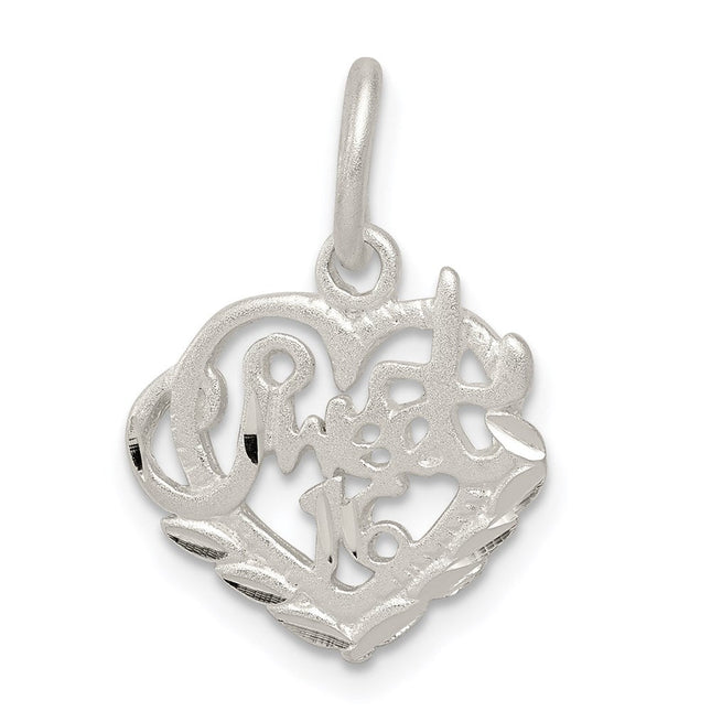 Sterling Silver Sweet 16 Charm, 20 x 14mm