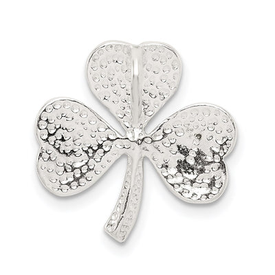 Sterling Silver Polished Diamond-cut Shamrock Chain Slide