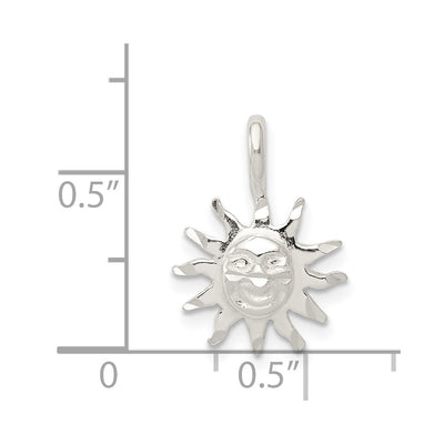 Sterling Silver Sun Charm, 20 x 12mm