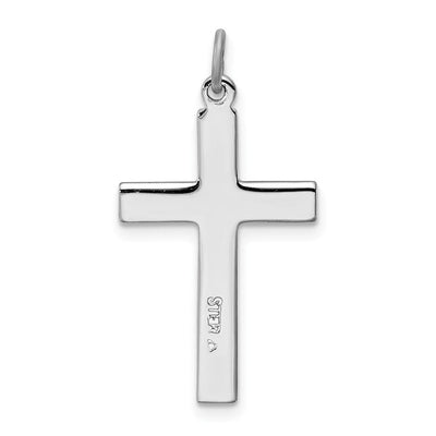 Sterling Silver Platinum-plated Cross Charm, 27 x 16mm