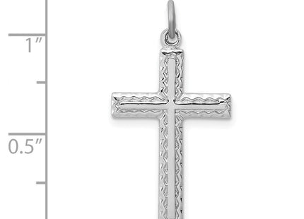 Sterling Silver Platinum-plated Cross Charm (Style QC3216)