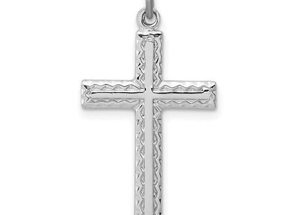 Sterling Silver Platinum-plated Cross Charm (Style QC3216)
