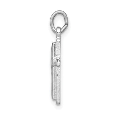 Sterling Silver Platinum-plated Enameled Cross Charm, 17 x 10mm
