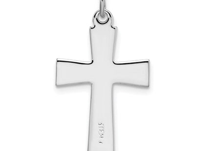 Sterling Silver Platinum-plated Enameled Latin Cross Charm
