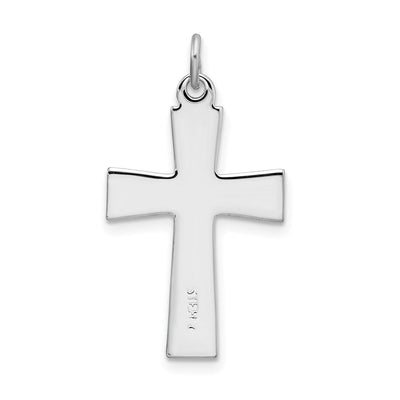 Sterling Silver Platinum-plated Enameled Latin Cross Charm, 25.5 x 16mm