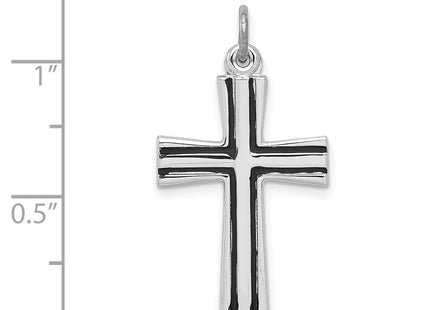 Sterling Silver Platinum-plated Enameled Latin Cross Charm