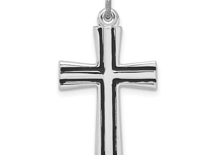 Sterling Silver Platinum-plated Enameled Latin Cross Charm