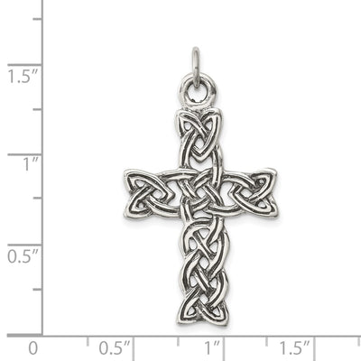 Sterling Silver Antiqued Celtic Cross Pendant, 37 x 23mm