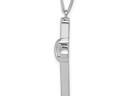 Sterling Silver Rhodium-plated CZ Cross Charm (Style QC3308)