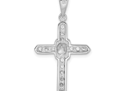 Sterling Silver Rhodium-plated CZ Cross Charm (Style QC3308)