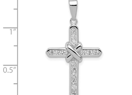 Sterling Silver Rhodium-plated CZ Cross Charm (Style QC3308)