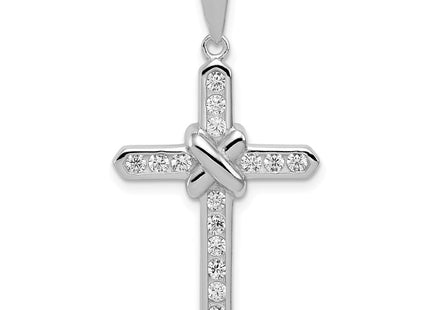 Sterling Silver Rhodium-plated CZ Cross Charm (Style QC3308)