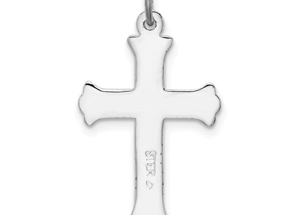 Sterling Silver Platinum-plated Enameled Cross Charm