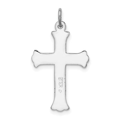Sterling Silver Platinum-plated Enameled Cross Charm, 25 x 16mm