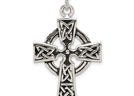 Sterling Silver Antiqued Celtic Cross Charm, 34 x 23mm