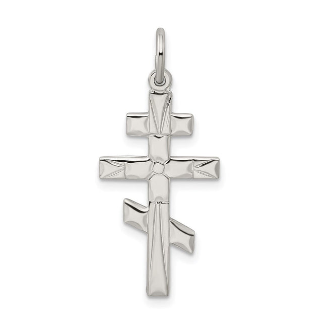 Sterling Silver Eastern Orthodox Cross Charm, 29 x 15mm