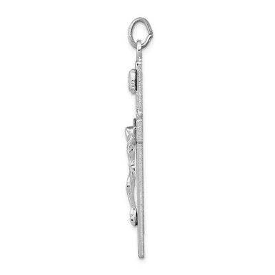 Sterling Silver Platinum-plated Crucifix Pendant, 46 x 25mm