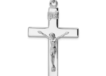 Sterling Silver Platinum-plated Crucifix Pendant