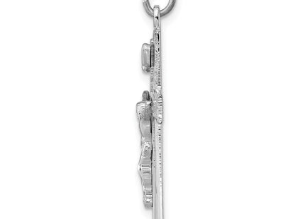 Sterling Silver Platinum-plated Enameled Crucifix Pendant