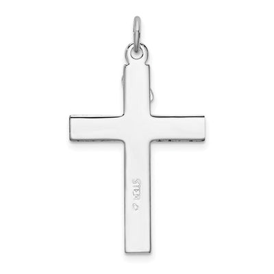 Sterling Silver Platinum-plated Enameled Crucifix Pendant, 31 x 17mm