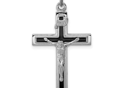 Sterling Silver Platinum-plated Enameled Crucifix Pendant
