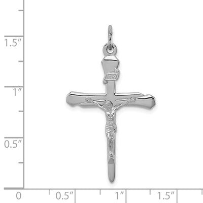 Sterling Silver Platinum-plated Crucifix Pendant, 38 x 22mm