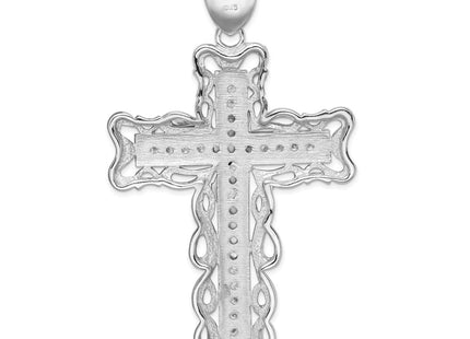 Sterling silver cubic zirconia crucifix pendant, further view