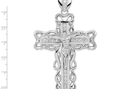 Sterling silver cubic zirconia crucifix pendant, another view