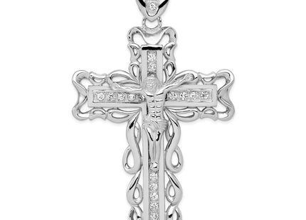 Sterling silver cubic zirconia crucifix pendant