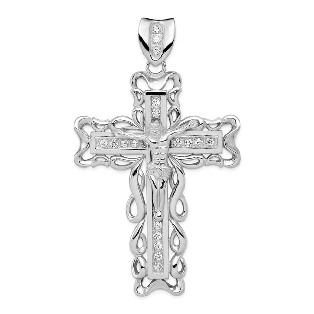 Sterling silver cubic zirconia crucifix pendant