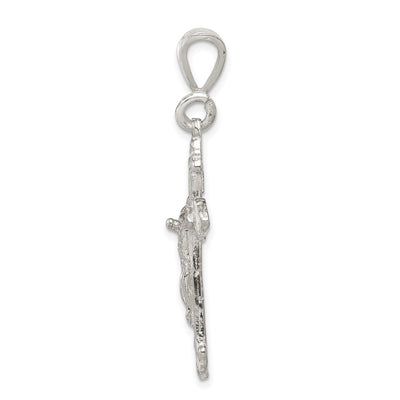 Sterling Silver Diamond-Cut Crucifix Pendant, 43 x 20mm