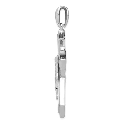 Sterling Silver Rhodium-plated CZ Crucifix Pendant, 38 x 18mm