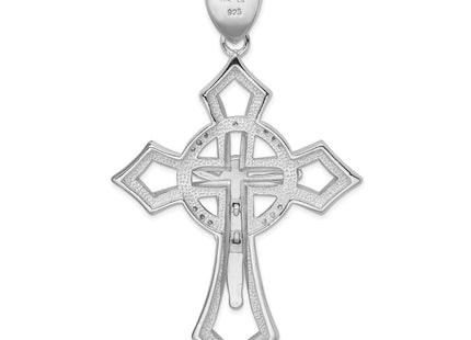 Sterling Silver Rhodium-plated CZ Crucifix Pendant (Style QC3431)