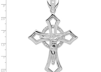 Sterling Silver Rhodium-plated CZ Crucifix Pendant (Style QC3431)