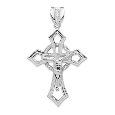 Sterling silver cubic zirconia crucifix pendant
