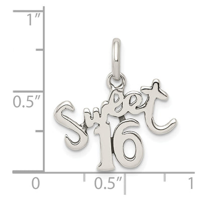 Sterling Silver Sweet 16 Charm, 19 x 18mm