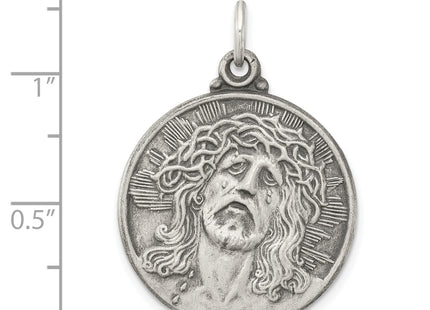 Sterling Silver Antiqued Ecce Homo Medal, 31 x 23mm