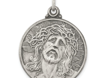 Sterling Silver Antiqued Ecce Homo Medal, 31 x 23mm