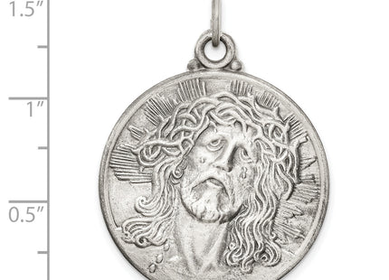 Sterling Silver Antiqued Ecce Homo Medal, 36 x 28mm