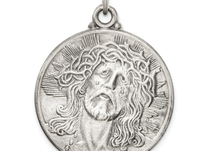 Sterling Silver Antiqued Ecce Homo Medal, 36 x 28mm