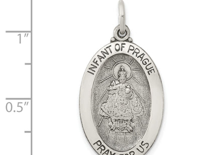Sterling Silver Antiqued Infant of Prague Medal