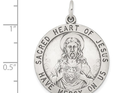 Sterling Silver Antiqued Sacred Heart of Jesus Medal (Style QC3461)