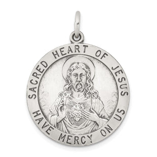 Sterling Silver Antiqued Sacred Heart of Jesus Medal (Style QC3461)